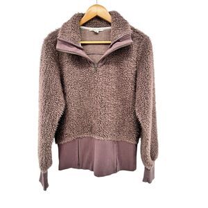 Basin + Range Mauve Teddy 1/4‎  Zip-Up Collar Sweater Pullover Cozy Size Medium